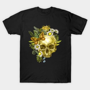 skull with flowers/butterfly T-Shirt